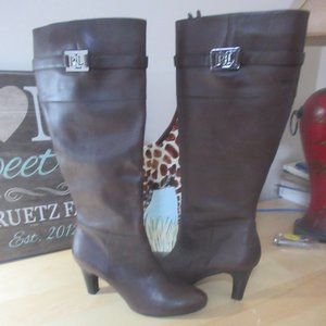 Ralph Lauren Brown Leather Knee High Boots Sz 9B